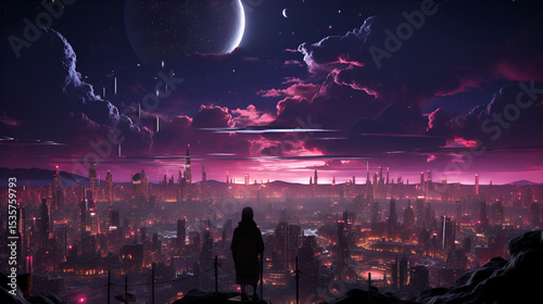 sunset in the city