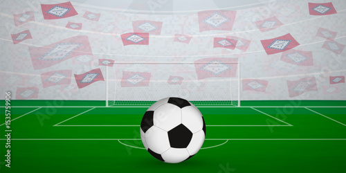 Arkansan Football Arena Full of Fans with National Flags, Sports Event Illustration.