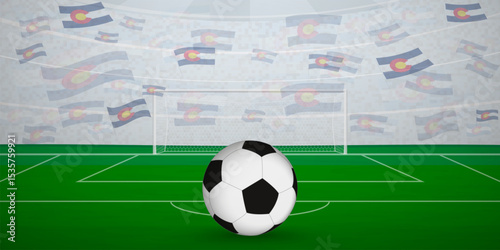 Coloradan Football Arena Full of Fans with National Flags, Sports Event Illustration.