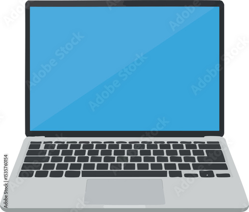 Laptop computer with blue screen technology device vector illustration modern design 