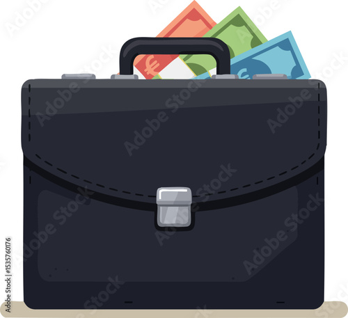 Business briefcase with colorful banknotes inside vector illustration design 
