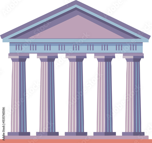 Classical building with columns in purple and blue vector illustration architecture design 
