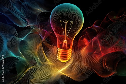 A light bulb with a colorful swirl pattern
