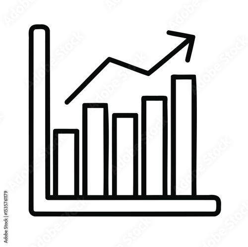 Economic Growth Chart Icon – Editable Outline Vector on White Background
