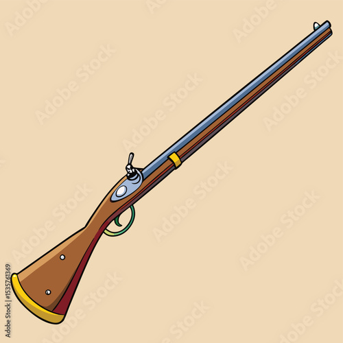 Old musket with bayonet, side view, representing historical warfare and revolutionary times in America