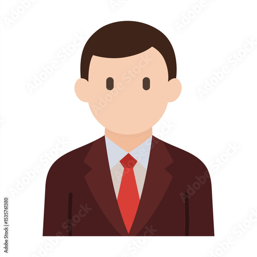 Formal suit man in simple flat vector, personal profile icon or symbol, people concept vector illustration.
