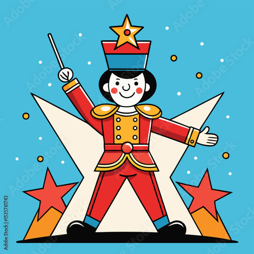 Parade performer in a star-studded outfit, bringing sparkle and festivity to a patriotic parade or event