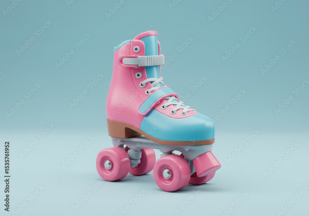 Obraz premium Retro roller skate in pink and blue color