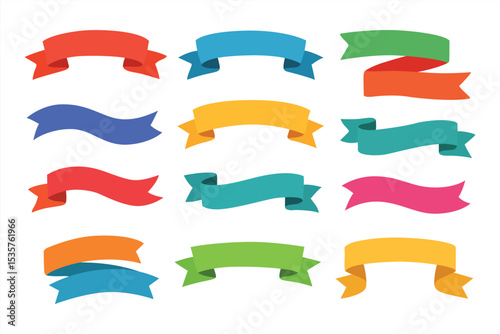 Vector colour ribbons. Ribbon banner promotion vector illustration.