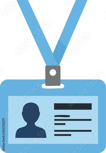 Identification badge with blue lanyard vector illustration for personal access and security use 