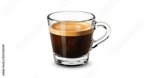 Espresso Cup with Crema on Clear Glass Isolated
