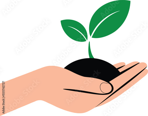 Hand holding a small plant, symbolizing growth and nurturing