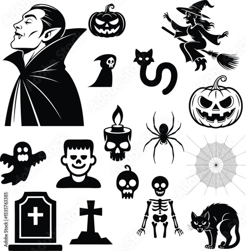 Classic Halloween Silhouette Icon Set