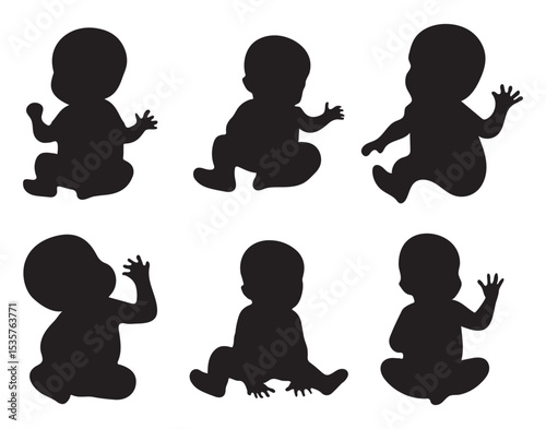 Crawling Baby Silhouette on White Background for Parenting Blogs, Child Development Websites, Nursery Decor, Baby Care Articles, and Educational Content 