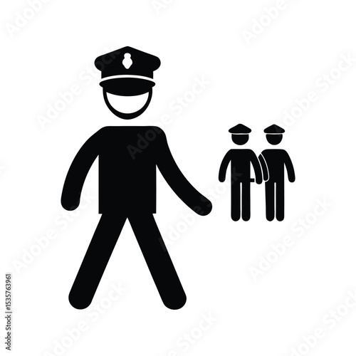Police Officer Walking in Uniform Illustration