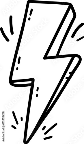Economic Instability concept. Lightning bolt illustration with energetic lines around it.
