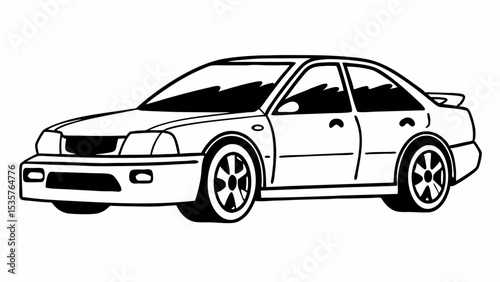 black and white car