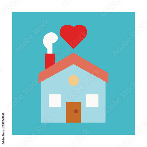 Cozy Home with Heart Window and Smoke Art