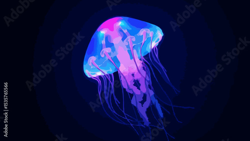 Neon jellyfish illustration