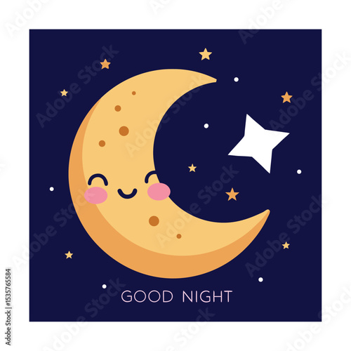 Cute Moon and Stars Saying Good Night Artwork