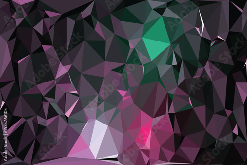 Abstract geometric triangle pattern with a mosaic of colorful polygons creating a vibrant crystal-like backdrop