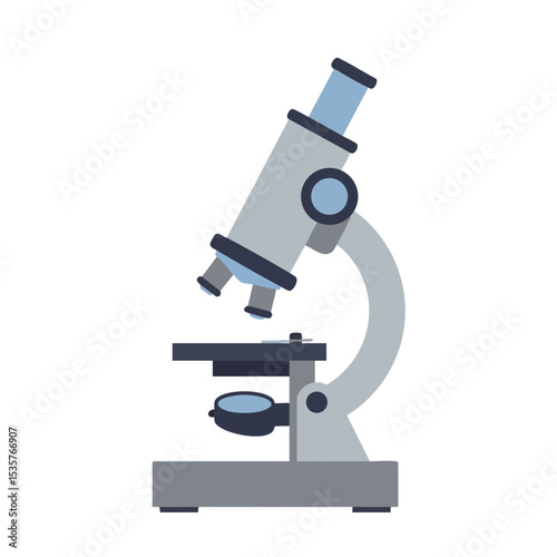 Flat Microscope Icon for Science and Research