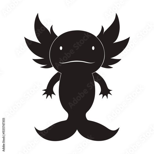 Axolotl Silhouette With Visible Gills