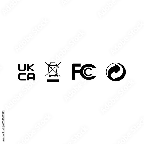 UKCA FCC WEEE RECYCLING ARROW ICON VECTOR SIGN LOGO STAMP