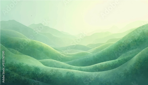 Soft green gradient abstract background with flowing curves and grain texture.