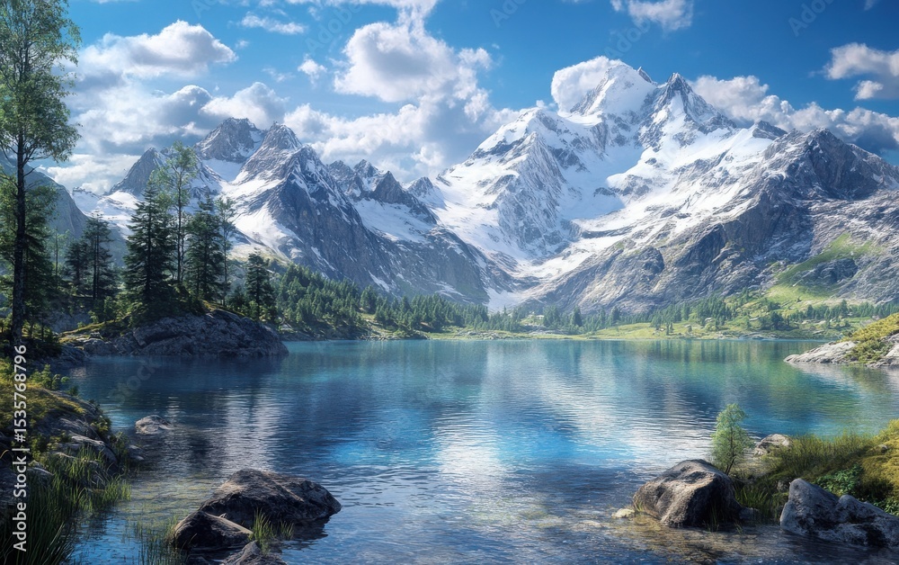An ultra realistic scene depicting mountain landscapes untouched by development in a natural environment. An ultra realistic scene depicting mountain landscapes untouched by development in a natural environment.