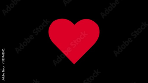 Red heart shape beating animation on black background...