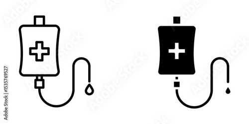 IV Bag Infusion Icon set Symbol isolated white background. vector illustration. color editable.