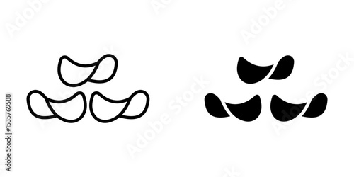 Potato chips Icon set Symbol isolated white background. vector illustration. color editable.