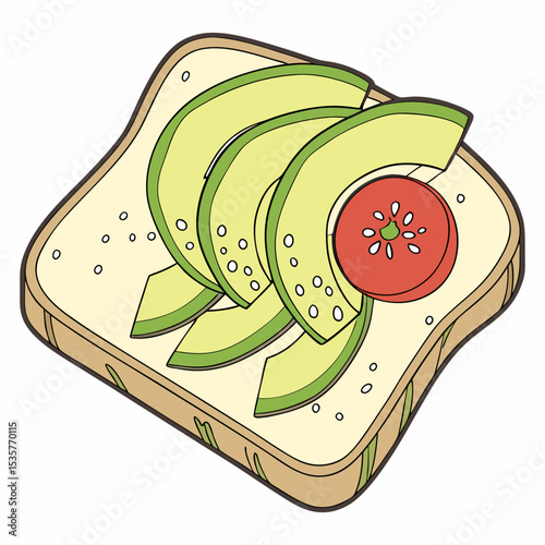 Avocado toast with tomato slices on a slice of bread  
