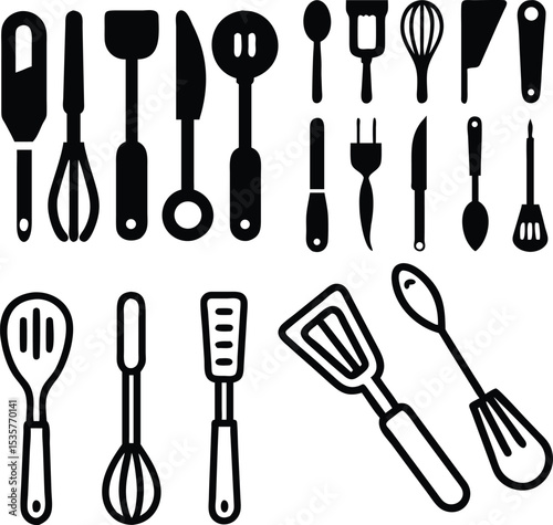 Kitchen tools icon set vector art 