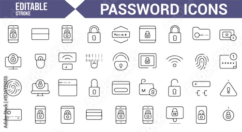 Editable password and wifi security icons for application development and UI design.

