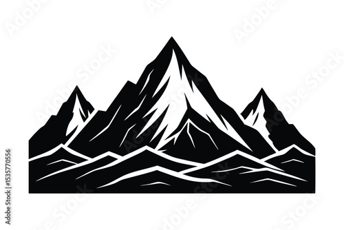 mountain landscape with layered depth in grayscale.eps