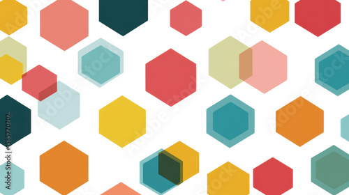 Free Download Seamless Colorful Hexagons on White Background – Geometric Pattern for Digital Design, Modern Textiles, and Abstract Backdrops - GFXLoad
