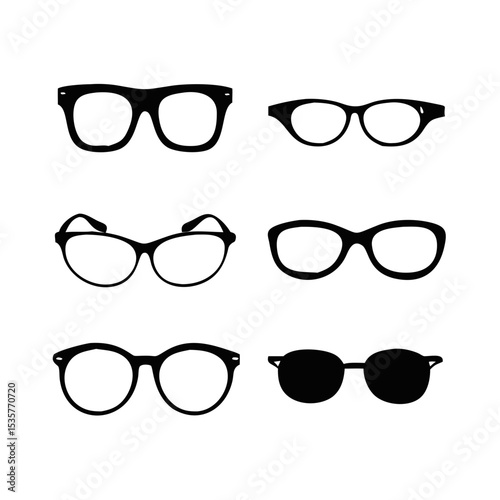 Eyeglasses Silhouettes Collection – Vector Set of Classic and Modern Glasses Frames