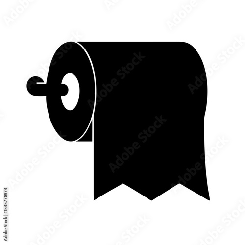Toilet Paper Roll Icon – Bathroom Tissue Silhouette Symbol