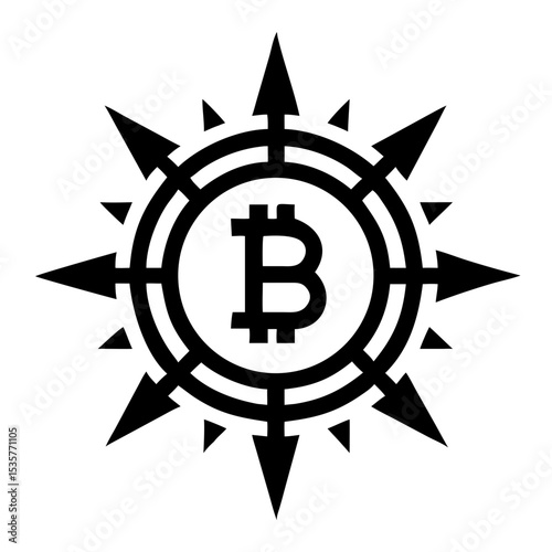 Bitcoin circuit icon – vector illustration of digital cryptocurrency with blockchain connections, crypto mining, fintech, blockchain tech, decentralized network, electronic payment, and finance icon
