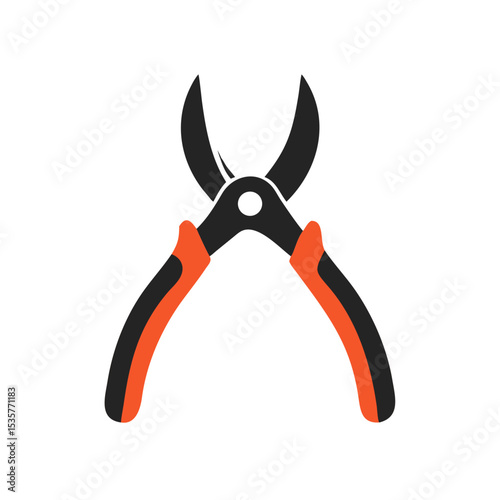 Garden Pruning Shears Icon – Vector Illustration of Hand Clippers with Red Handles