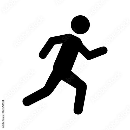 Running Person Icon – Black Silhouette Vector Symbol for Sport, Fitness, or Emergency Sign