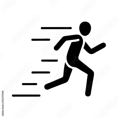 Running Person Icon – Black Silhouette Vector Symbol for Sport, Fitness, or Emergency Sign