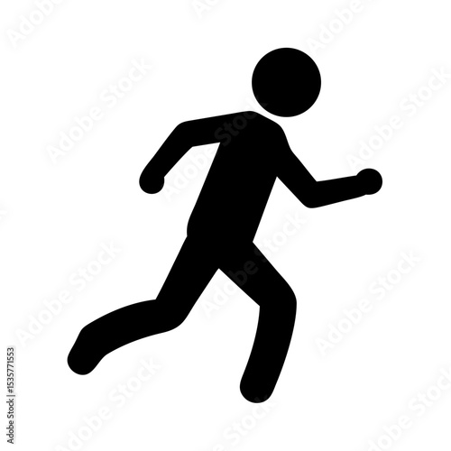 Running Person Icon – Black Silhouette Vector Symbol for Sport, Fitness, or Emergency Sign