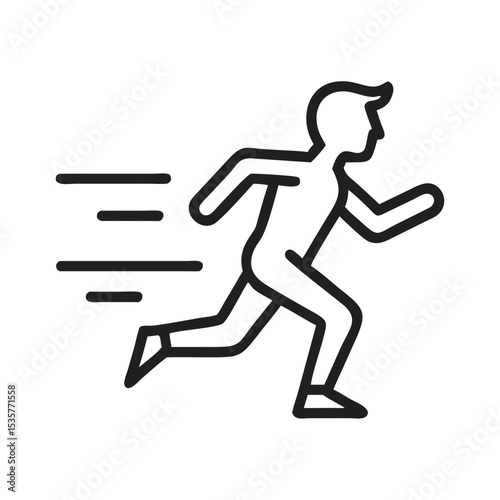 Running Person Icon – Black Silhouette Vector Symbol for Sport, Fitness, or Emergency Sign
