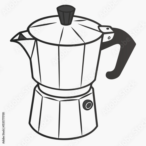 Traditional stovetop espresso maker in minimalist design  