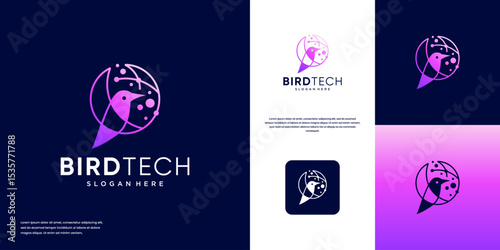 abstract birds and modern electrical networks, symbol of movement, innovation, vector graphic design.