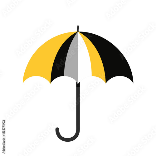 Umbrella icon vector, yellow black design, weather symbol, rain protection clipart, safety umbrella graphic, minimal parasol, storm cover element, wet season art, stylish rainfall equipment shape