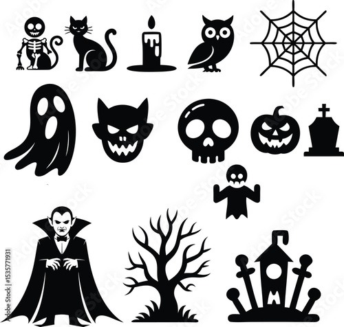 Classic Halloween Silhouette Icon Set